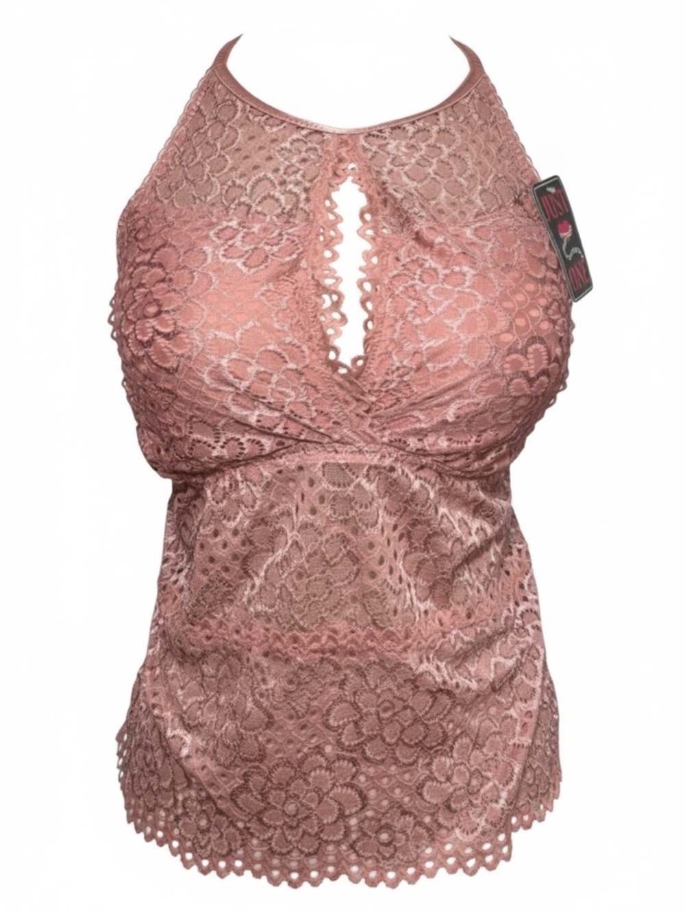 NWT Just One Lace Dusty Rose Pink Peekaboo Camisole Womens size Large